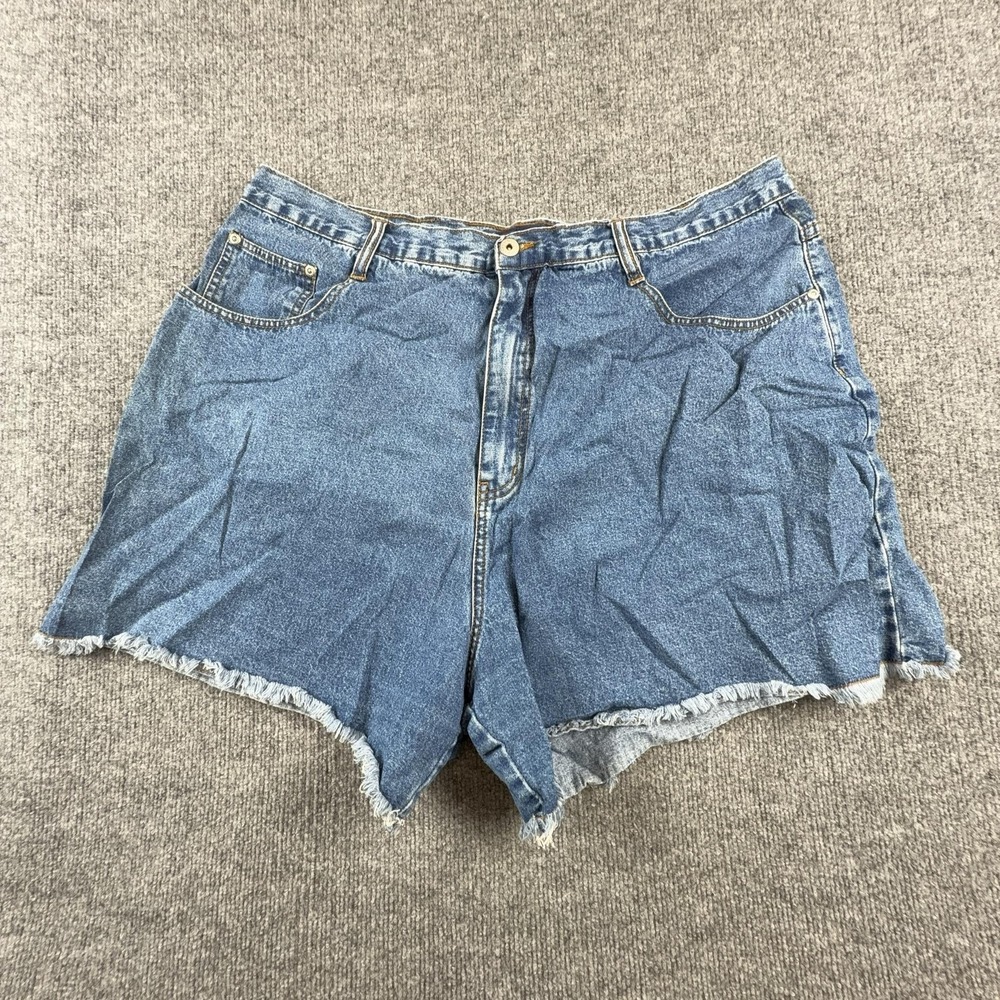 Y2K L.A. Blues Shorts Womens 22 Blue Denim Cutoff Raw Hem Relaxed 5 Pocket